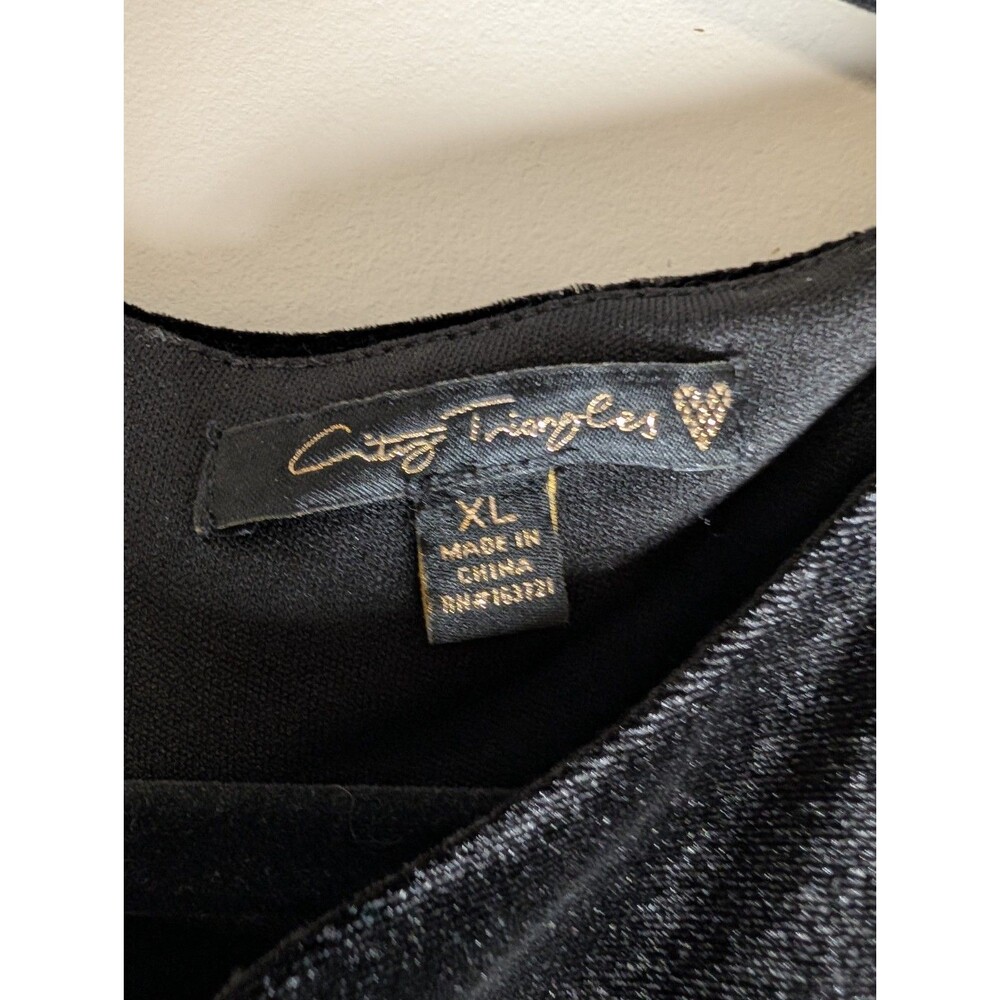 VTG 90s City Triangles Babydoll Mini Dress Womens Sz XL Black Velvet Whimsygoth - Picture 3 of 12